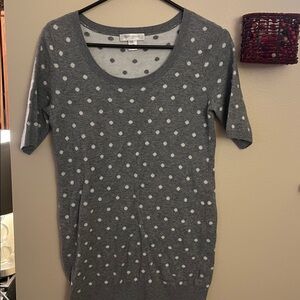 Motherhood Maternity Women's S white and  gray Polka Dot Tunic Knit Sweater